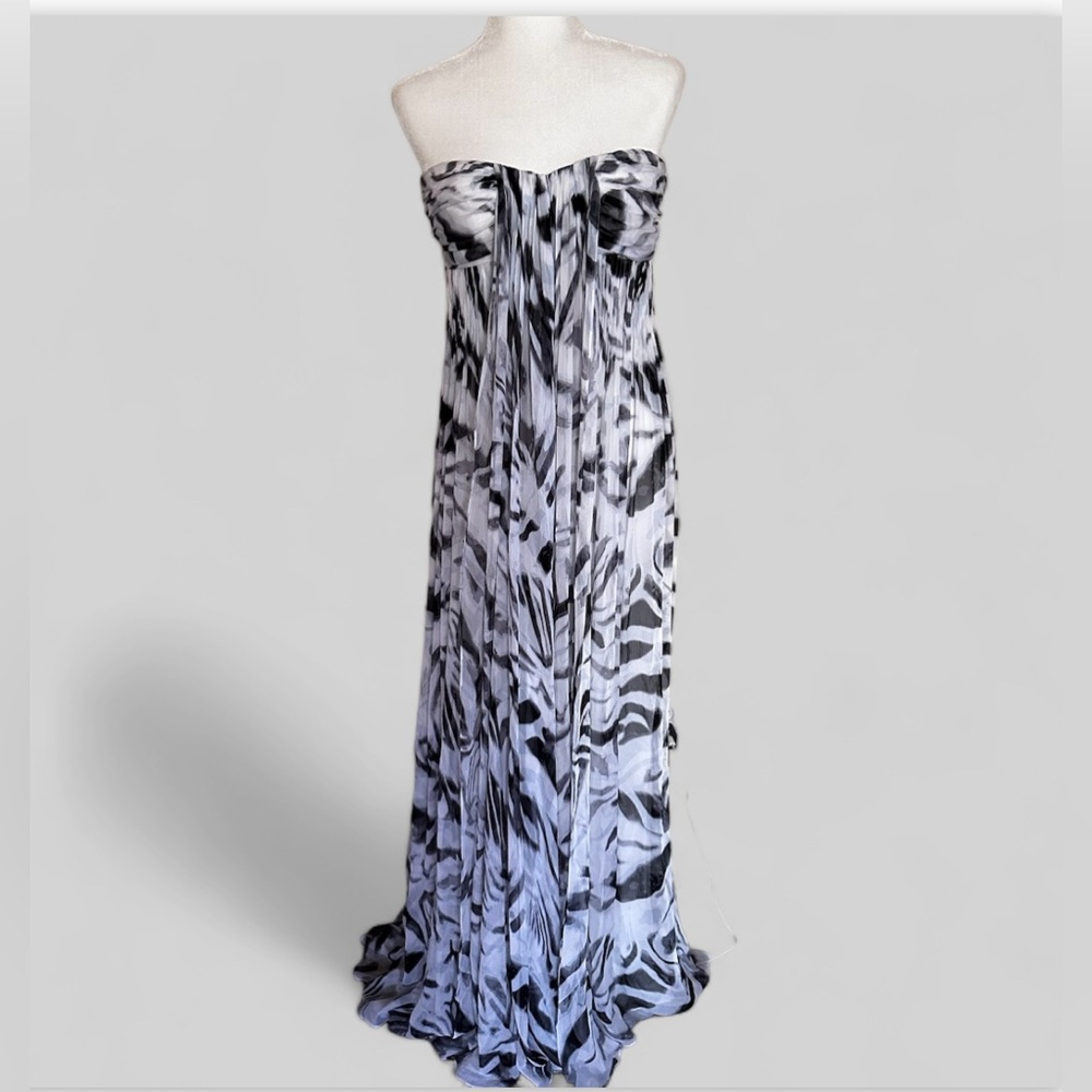 $890 NEW Halston Heritage Strapless Chiffon Silk Gown Train Dress SZ 8 /M Bridal - Picture 5 of 11